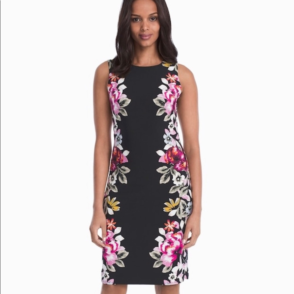WHBM Black Matte Floral Sheath dress